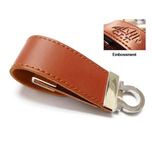 Leather USB Key - 2GB - with 1 Colour Logo