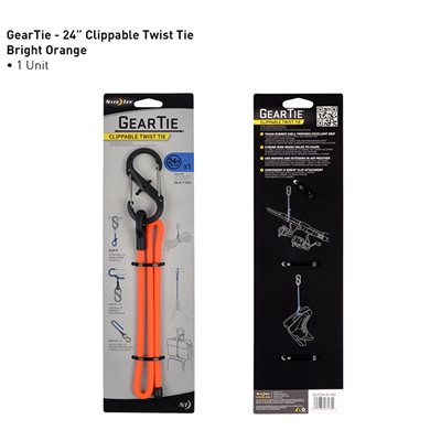 NITE IZE GEAR TIE CLIPPABLE TWIST TIE 24'' - BLAZE ORANGE