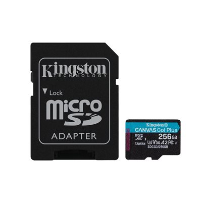 KINGSTON 256GB microSDXC Canvas Go Plus 170R A2 U3 V30 Card + ADP