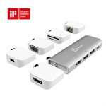 J5Create JCD389 Station d'accueil modulaire multi-écrans Ultradrive Kit USB-C - Argent