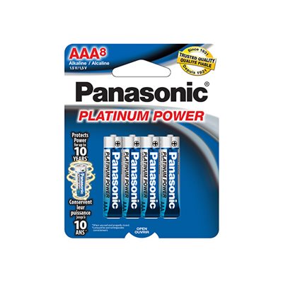 PANASONIC Platinum Power AAA Alkaline Battery 8 Pack (LR03XE8B)