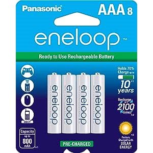 Panasonic Eneloop Pack of 8 AAA Rechargeable Ni-MH Batteries