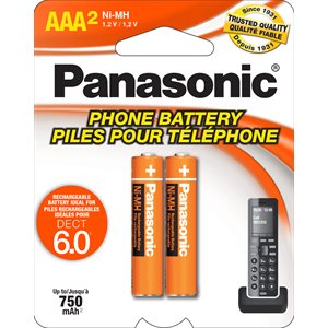 Panasonic HHR-4DPA/2B Nimh AAA Rechargeable Battery for Cordless Phones 2 Pack