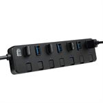 Adesso - 7-Port USB 3.0 Hub with Individual Power Switch & Power Adapter