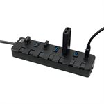 Adesso - 7-Port USB 3.0 Hub with Individual Power Switch & Power Adapter