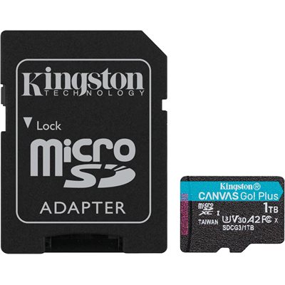 Kingston 1TB microSDXC Canvas Go Plus 170R A2 U3 V30 Card+ADP (Canada Retail) 170R/90W